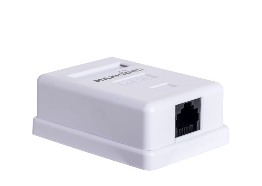 Компьютерная розетка Maxicord кат.5е 1 порт RJ-45, настенная белая